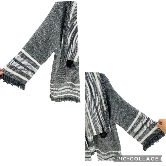 Anthropologie SaturdaySunday Portland Collar Gray Sweater/Cardigan w/Fringe - Picture 6 of 14